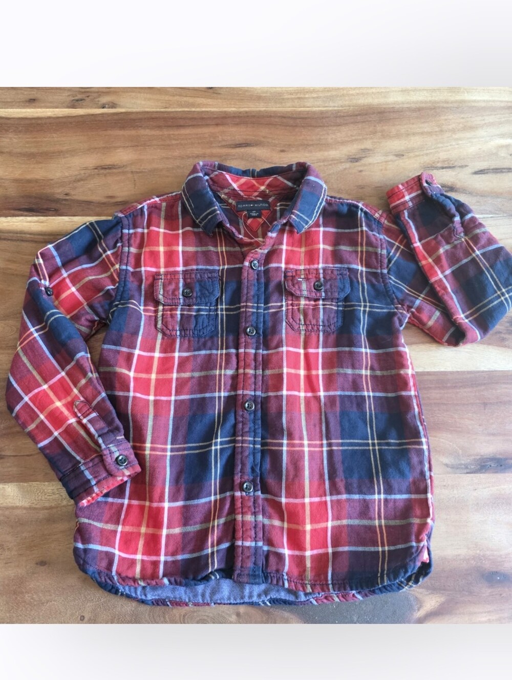 Tommy Hilfiger Boys Plaid Flannel Shirt - Size 4T - Red and Blue